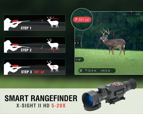 ATN X-Sight II HD 5-20 Smart Day/Night Rifle Scope w/1080p Video, Ballistic Calculator, Rangefinder, WiFi, E-Compass, GPS, Barometer, IOS & Android Apps 