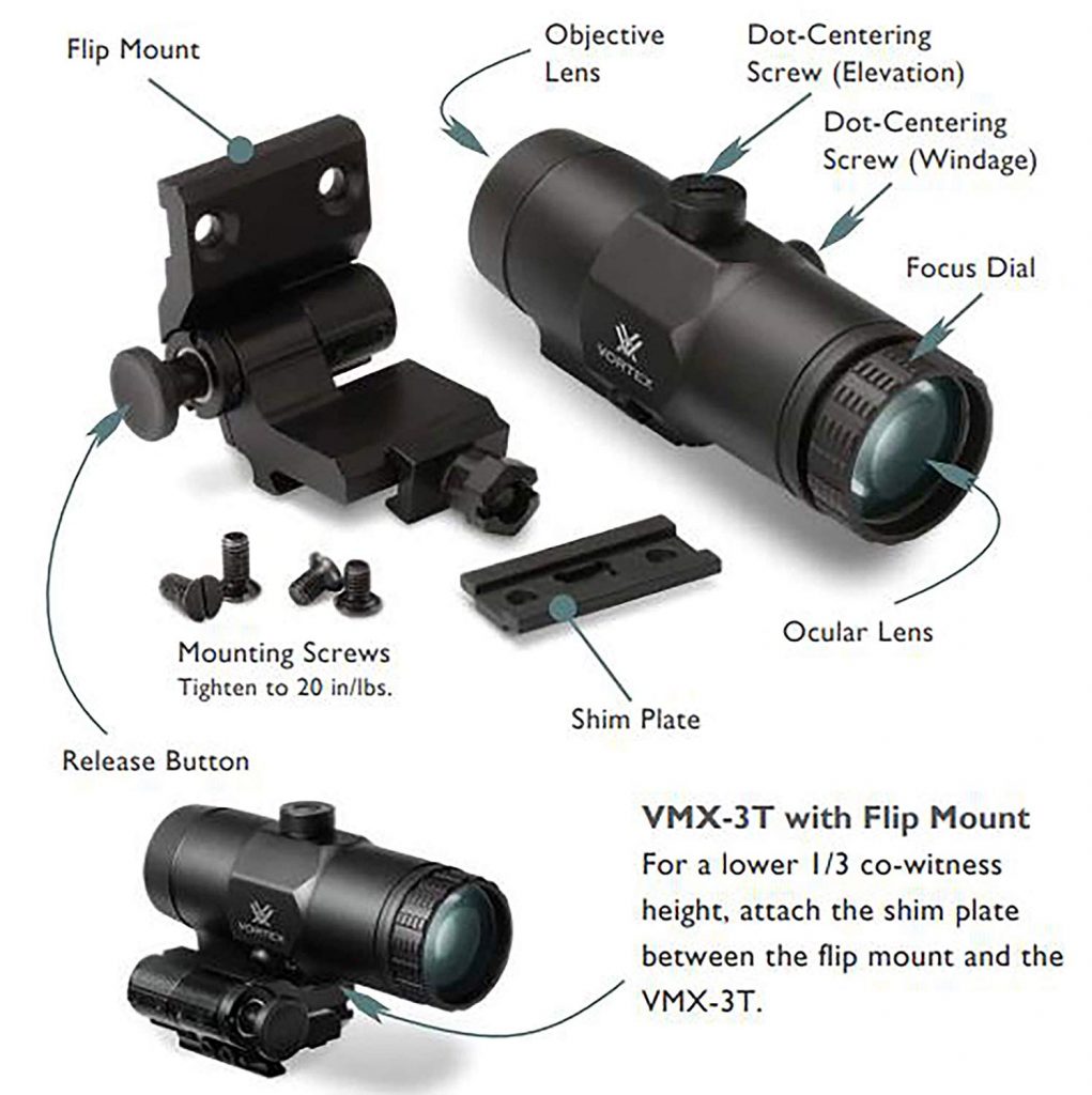 Vortex Optics VMX-3T Magnifier with Built-in Flip Mount