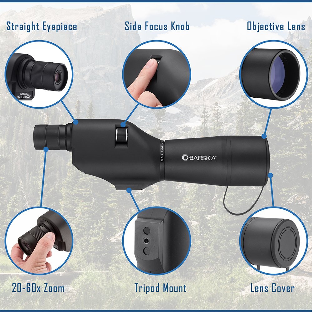 BARSKA 20-60x60 Waterproof Straight Spotting Scope with Tripod